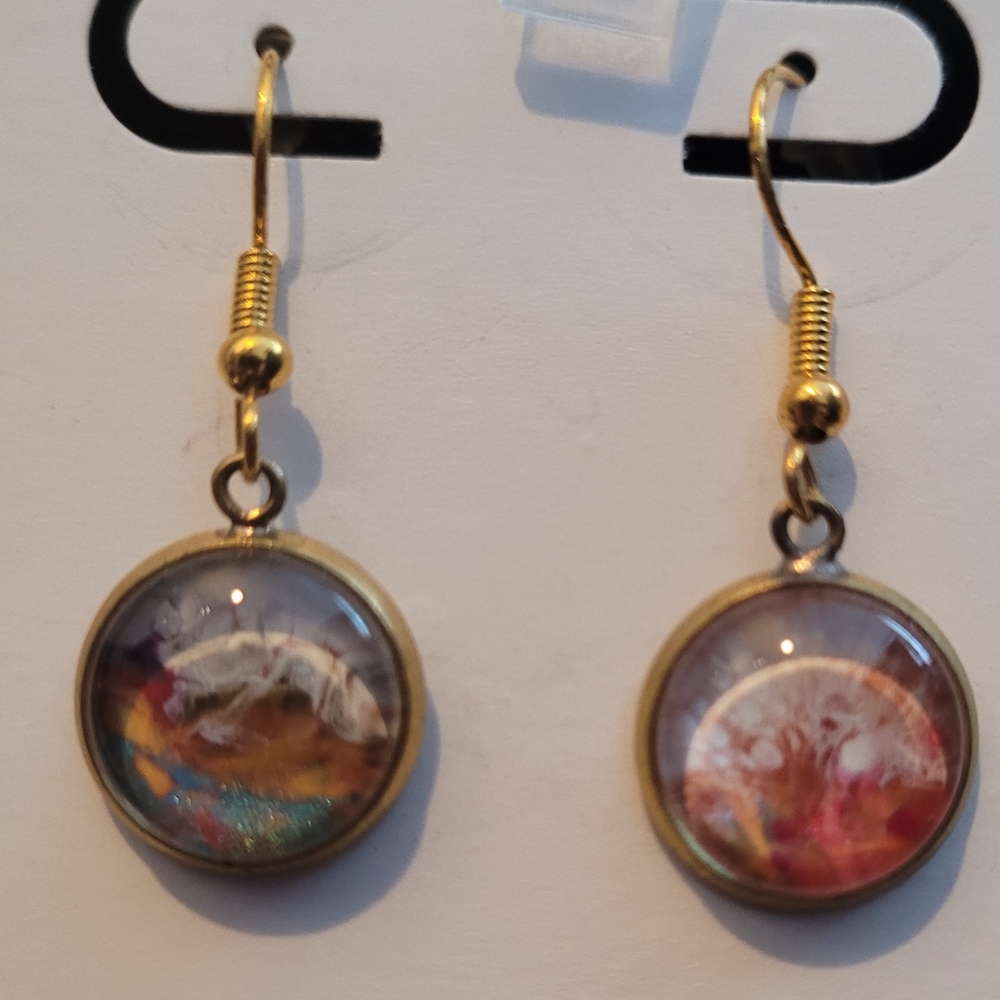 Handpainted glass earrings